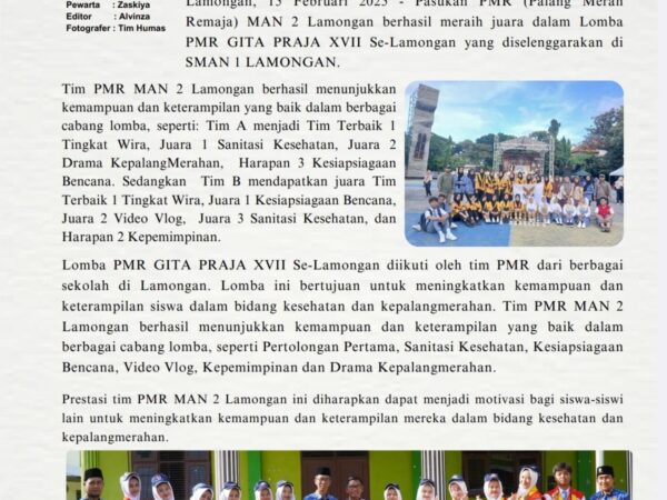 PMR MAN 2 Lamongan Sukses Raih Juara dilomba GITA PRAJA XVII